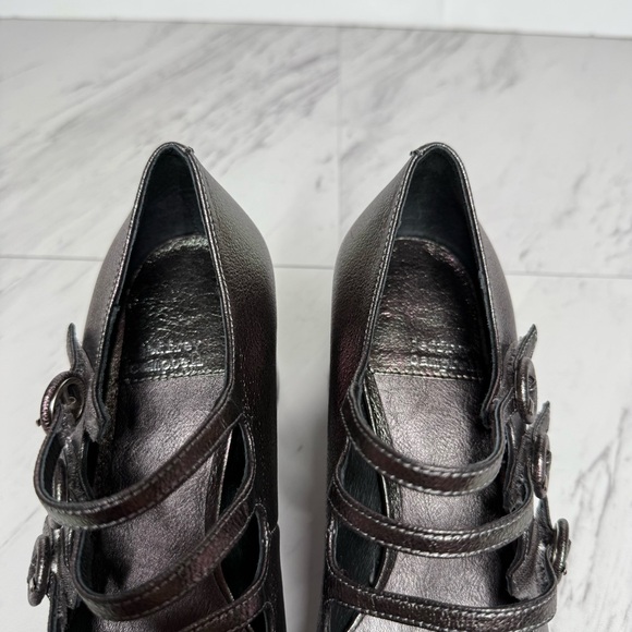 Jeffrey Campbell Tierz Pewter Iridescent Faux Leather Mary Jane Pump 7 1/2 - Picture 12 of 14